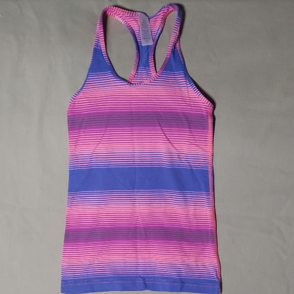 Ivivva Pink and Blue Striped Tank Top